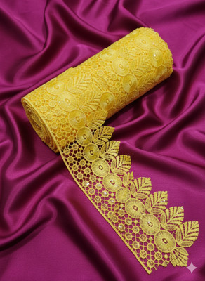 royallacehub Lace Border 3 Meter Designer Floral Guipure Lace Border Lace Reel(Pack of 1)