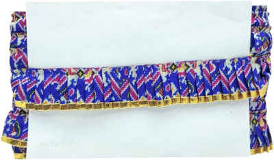 KURLZ K_404521_Patola_R_Blue 40mm Silk Patola Printed Gota Patti Frill For Krishna, Singhasan| Size: 9 Yards Lace Reel(Pack of 1)