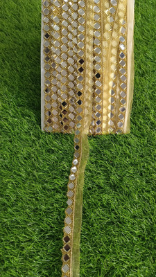 GADHIYA TRENDZ Golden colors val square mirror design Lace 9 Meter Lace Reel(Pack of 1)