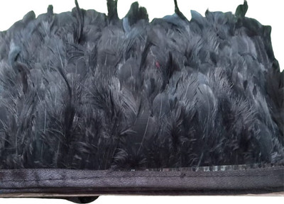 Shyam Diwane Natural dyed black feather lace (2-4 inch) length 8 mtr Lace Reel(Pack of 1)