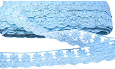 Fusion Nest Firozi Floral Lace Trim 9 Mtr Decorative Border for Dresses, Sarees & Craft Work Lace Reel(Pack of 1)