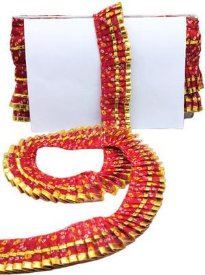 Woven Lace K-405773-Red 40mm Bandhej Print Gota Patti Frill Lace For Lehenga, Dupatta, DIY|Size: 9 Yards Lace Reel(Pack of 1)