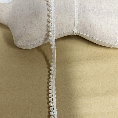 anida Unique White Sea Pearl Border Dupatta, Suit Art&Craft Decoration Gota Lace (9M) Indian High Class Fashionable Gold Beaded Big Tassel Lace for Designing Dresses Lace Reel(Pack of 1)