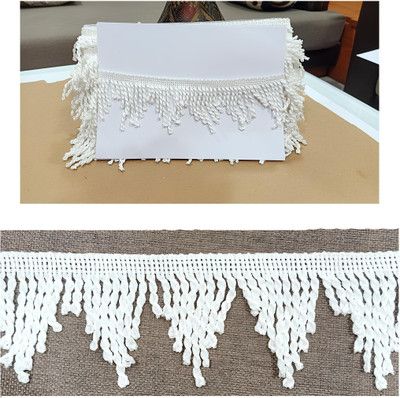 Chahat Lace Cotton Pankh Gpo Lace Border for Dress, Kurtis, Dupatta, Bag, Craft and Home Decor DIY Projects (12 Mtr, White) 5.8 cm Width Lace Reel(Pack of 1)