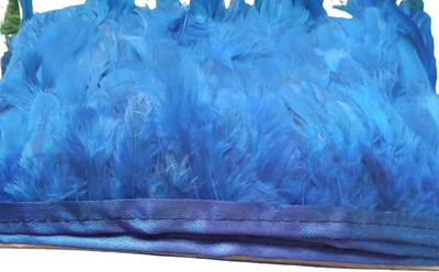 Shyam Diwane Natural dyed blue feather lace (2-4 inch) length 8 mtr Lace Reel(Pack of 1)