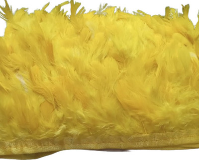 Shyam Diwane Natural dyed yellow feather lace (2-4 inch) length 8 mtr Lace Reel(Pack of 1)