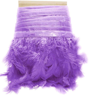 BigWheels CWG0508-04-01 (6cm X 3 Mtr) Purple Wings Feather Fur Gota Lace for Wedding Party Suits & Gowns Lace Reel(Pack of 1)