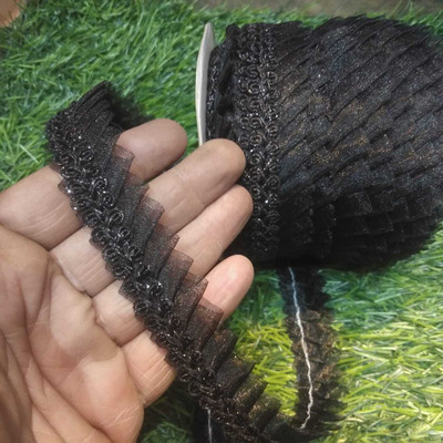 DIVARA Black frill lace with beautiful design. Pack of (9meter , Width-25mm) used in saree,suit,lehenga,blouse etc Lace Reel(Pack of 1)