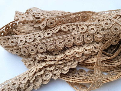 Swag Enterprises 26 Swag Cotton Polyester Lace, Border Lace, Gota Patti Lace BEIGE-9MTR Lace Reel(Pack of 1)