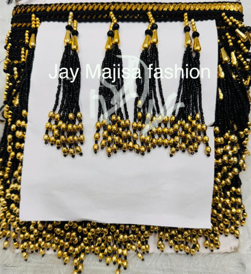 JAY MAJISA Black & Gold Beaded Tassel Lace for Saree, Lehenga & Dupatta Opulent Black and Gold Tassel Fringe for Festive and Party Wear Lace Reel(Pack of 1)