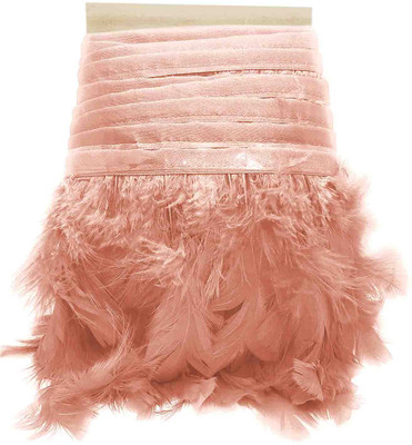 BigWheels CWG0508-02-01 (6cm X 3 Mtr) Peach Wings Feather Fur Gota Lace for Wedding Party Suits & Gowns Lace Reel(Pack of 1)