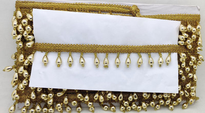 VARNIRAJ MOTI LACE MAKER Golden Lace With Beautiful Hanging Design SAREE PALLU,BLOUSE,LAHENGA,DUPATTA,CHUNRI , DECORATION,ART&CRAFT (9 MTR PACK) Lace Reel(Pack of 1)