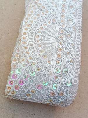 Swag Enterprises White Fancy Jhumar Lace 8.5MTR Embroidered Border Lace Trim White Lace Reel(Pack of 1)