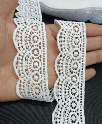 Dornick White Cotton Lace For Saree & Suit Dupatta Border 9 Metre Lace Lace Reel(Pack of 1)