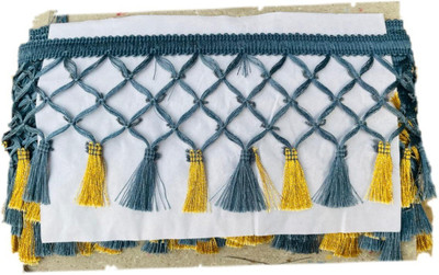 MARUTI KRUPA ENTERPRISE MAKE GREY AND GOLD TASSELS LACE WIDTH:4 INCH LENGTH:9METER Lace Reel(Pack of 1)