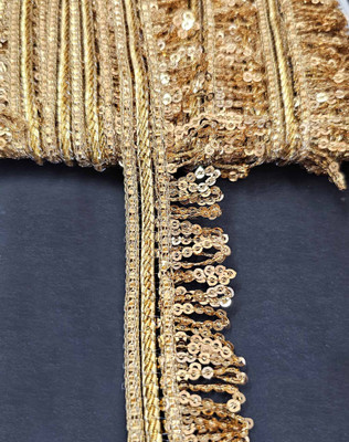 Mezin (Golden) RIMZIM Sequence Tassel Lace Bridal Dupatta Lehenga, Saree Border (Golden-9 Mtr) Lace Reel(Pack of 1)