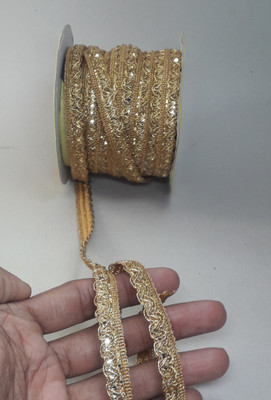 RDH ENTERPRISES RDHEnterprises Copper Golden Zig-Zag Pattern Gota Patti Trim Lace Lace Reel(Pack of 1)