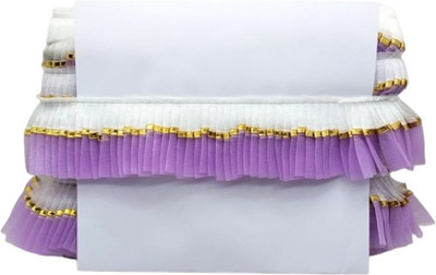 KURLZ K_455397_Lavender Double Shade Gota Patti Tissue Net Frill for Laddo Gopal Poshak Lace Reel(Pack of 1)