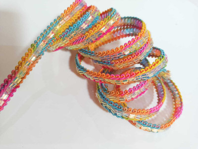 Swag Enterprises Decorative Katdana Nalki Trim Lace Multi 9 Meter Swag Pipe Katdana Nalki Trim Lace Multi 9 Meter Lace Reel(Pack of 1)