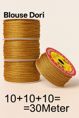 Drazo Ladies women Golden Dori Use for Blouse, Lahnga, Pack of 3 Premium Golden Blouse Dori – 30 Meter (3 Rolls ) for Saree, Blouse, Lace Reel(Pack of 3)