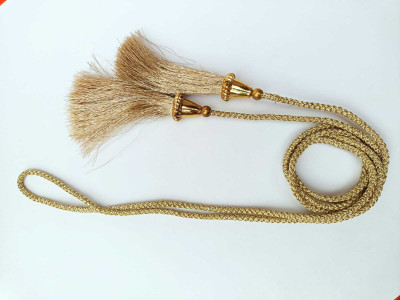 Swag Enterprises Silk Tassel Latkan with Golden Caps, Braided Light Golden Dori 001PC LIGHT-GOLDEN-DORI-170CM-(PACK OF 001) Lace Reel(Pack of 1)