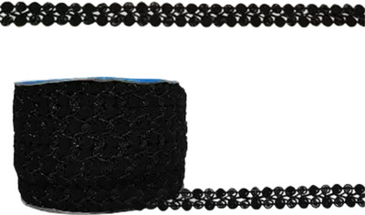 ASenterprises 1 Black Jalebi Shape Glitter Gota Trim Lace bobbin border (1.2cm and 18 Mtr) Lace Reel(Pack of 1)