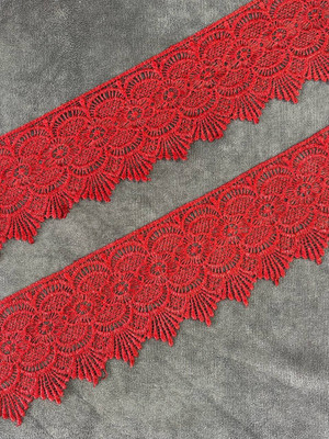 AKSHALI 38-Red Red GPO Lace Border for Saree,Dress,Kurtis,Dupatta,Craft,Suit (4.50 Mtr) Lace Reel(Pack of 1)