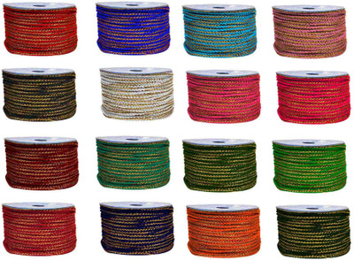 BigWheels CWG0449-01-03 Pack of 16 (3mm X 13 Mtr) Fancy Multicolor Dori Piping Outlining Gota Patti Dori Lace Reel(Pack of 16)