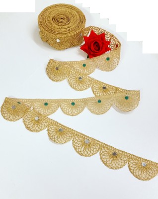 Balar 2105 Mirror Laces Border (Golden-Colour, 9 mtr) Dresses Dupatta Bridal Dresses Saree Lehengas Palazzo Anarkali Suits Craft us Lace Reel(Pack of 1)