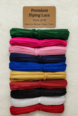 Zoitgiest Premium Quality Piping Lace Pack Of 10 Color Each 9 Mtr (Total 90 Mtr) Thread Piping Lace Reel(Pack of 10)