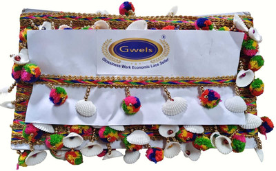 GWELS 57 MULTY COLORS PUMPUM & SHELL 4 METER Lace Reel(Pack of 1)