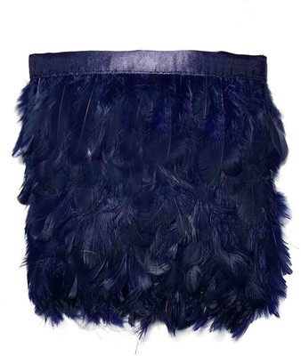 BigWheels CWG0199-09-01 (8cm X 3 Mtr) Blue Wings Feather Fur Gota Lace For Gowns & Dresses Lace Reel(Pack of 1)