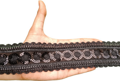 NIKUPODA Sequence Sitara Zari Flower Lace for Saree Border Fabric Border Lace Lace Reel(Pack of 1)