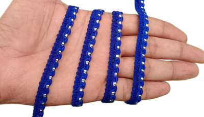 NIKUPODA Pom Pom Bundi lace with Silver Patti, Mini Bobble Ball Fringe Braid Lace for Craft Material,Cotton,Dupatta,Lehenga,Saree,Blouses(Width-10mm, 20 mtr)Blue Lace Reel(Pack of 1) NIKUPODA Pom Pom Bundi lace with Silver Patti, Mini Bobble Ball Fringe Braid Lace for Craft Material,Cotton,Dupatta,Lehenga,Saree,Blouses(Width-10mm, 20 mtr)Blue Lace Reel(Pack of 1)