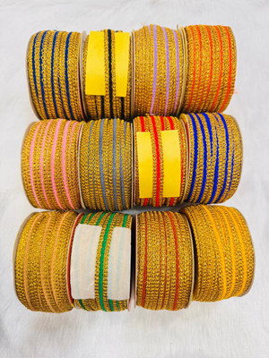 JAY MAJISA Stylish Chevron Zari Border Lace Trim 12 Reels, 8 Meters Each for Ethnic Wear & Crafts Lace Reel(Pack of 12)