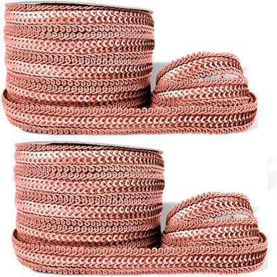 BigWheels CWG0424-07-01 (M:2064) Pack of 2 (1.6cm X 18 Mtr) Peach Sitara Gota Fancy Trim Lace Ribbon Border Lace Reel(Pack of 2)