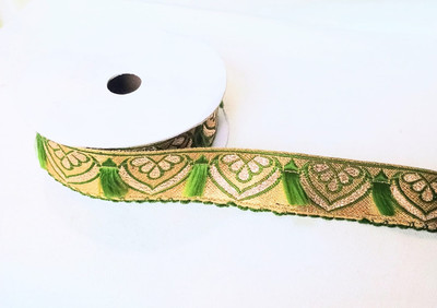 Manasvi Green0904 Manasvi green Pati Lace (Pack of 1 Reel) length 9 meter Lace Reel(Pack of 1)