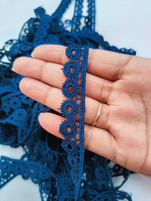 Swag Enterprises 28 Swag Cotton Polyester Lace, Border Lace, Gota Patti Lace NAVY BLUE-9MTR Lace Reel(Pack of 1)