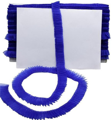 Woven Lace K-224043-RBlue-1 1 Inch Net Frill Lace For Dupatta, Saree. Ladoo Gopal Poshak, DIY|Size: 20 Yards Lace Reel(Pack of 1)