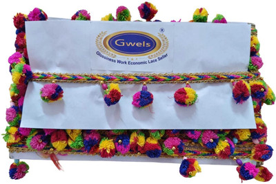 GWELS 67 MULTY COLORS PUMPUMS MOTI LACE 4 METER Lace Reel(Pack of 1)