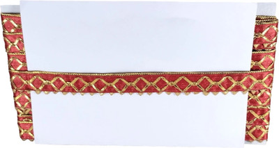KURLZ K-255204-Red 25mm Gota Patti Golden Samosa Lace For Laddo Gopal Poshak, Lehenga|Size: 9 Yards Lace Reel(Pack of 1)