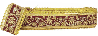 Utkarsh WG0043 WG0039 Maroon And Golden Color saree Border With Flora Design Lace Gota Patti Design Machine Made Embroidery Lace Border With 5.08cm Width And 9 Mtr Long Lace Reel(Pack of 1)
