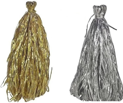 DIARA Lace Gold 100 + Silver 100 Mtr Pack of 2 Gota Patti Lace Kinari Border Golden 100mtr + Silver 100mtr - Pack of 2 Lace Reel(Pack of 2)