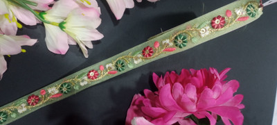 Dharmaj Creation Beautiful Designer Embroidery Light Green Net Laces Suits Kurties Bags Dresses Dupatta. 9 Mtr Lace Reel(Pack of 1)