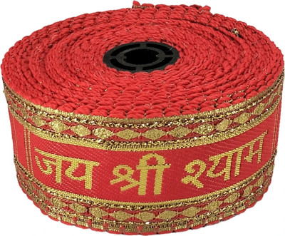 KURLZ K_505847_JaiSShyam1 2 inch Red-Golden Lace For Aasan, Flag, Rumala Sahib, Patka, Khes |Size: 9 Yards Lace Reel(Pack of 1)