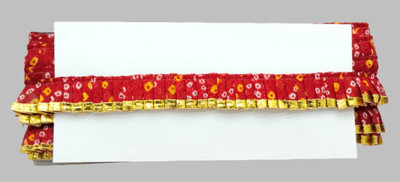 KURLZ K_254521_Red 1 Line Bandhej Printed and Golden Gota Patti Exclusive Frill 9 yards Lace Reel(Pack of 1)