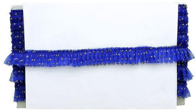 KURLZ K_254456_Royal Blue 25mm Glitter Zari Net Frill For Kanha, Jhulas, Singhasan, DIY Art |Size: 9 Yards Lace Reel(Pack of 1)
