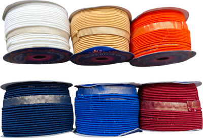 wiffo Women Piping Gota Patti Lace (9X6=54)Meter Lace Reel Lace Reel(Pack of 6)