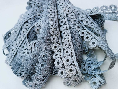 Swag Enterprises POLYESTER-D1-GREY-9MTR Swag Cotton Polyester Lace, Border Lace, Cotton Grey 9 Meter Lace Reel(Pack of 1)