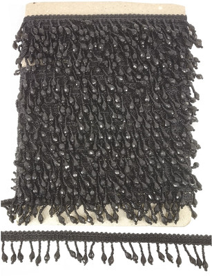 De-Ultimate CWG0325-02-01 (5cm X 3 Mtr) Black Anaar Shape Moti Beading Cut Daana Gota Trim Lace Border Lace Reel(Pack of 1)